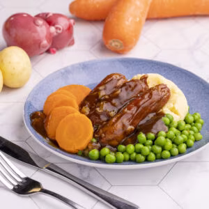 Large Bangers and Mash with Onion Gravy