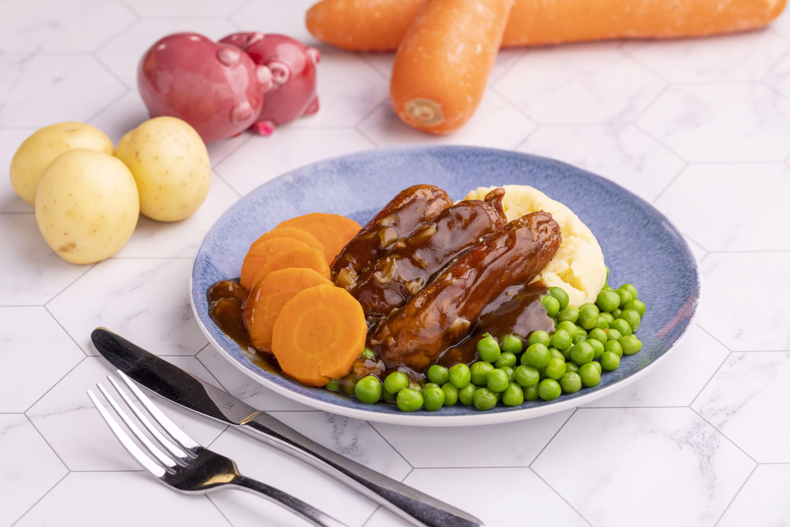 Bangers and Mash with Onion Gravy