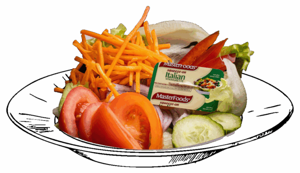 salad on sketched plate