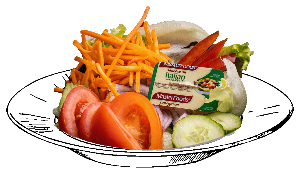 salad on sketched plate