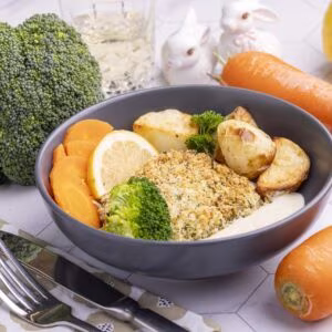 Petite Herbed Crumbed Fish with Lemon Sauce