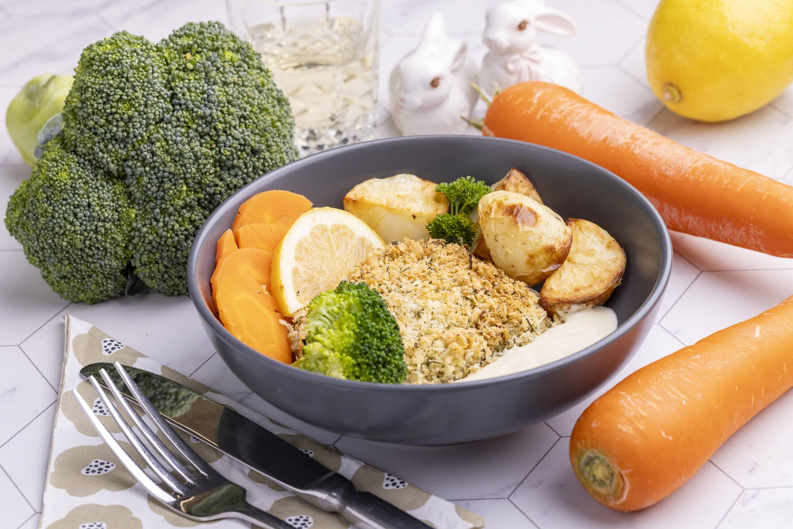 Herbed Crumbed Fish with Lemon Sauce