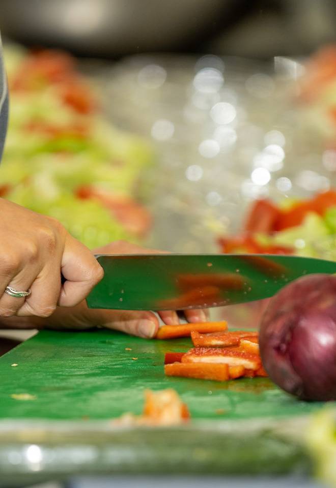 close up of chopping veggies