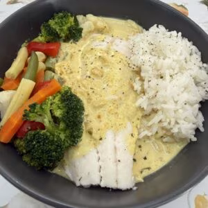 Yellow Fish Curry and Rice