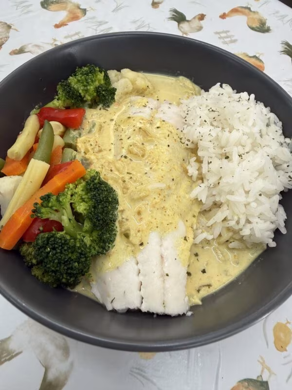 Petite Yellow Fish Curry and Rice