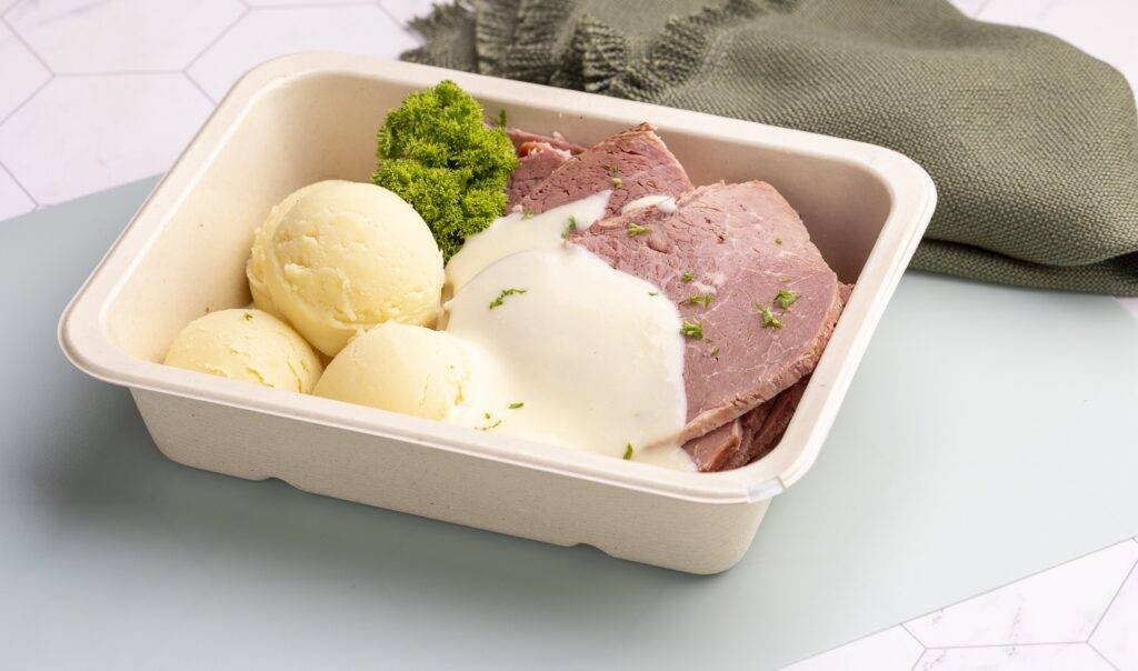 Extra Large Corned Beef, Mash and White Sauce