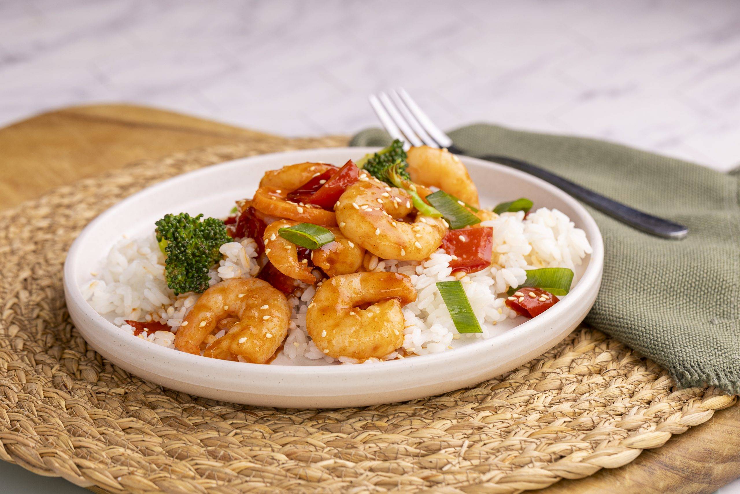 Petite Sticky Gochujang Prawns with Rice