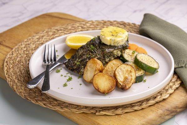 Petite Herbed Baked Barra with lemon Butter